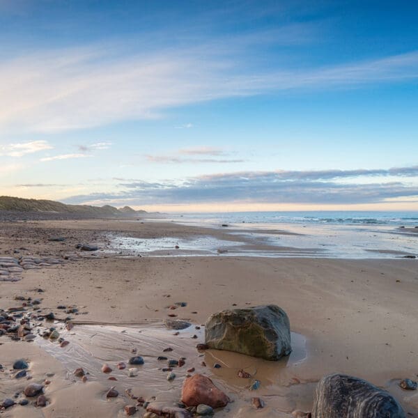 Sinclair Bay beach at Reiss near Wick on the eastern coast of Scotland