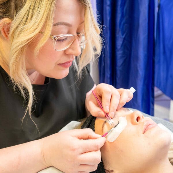 Beauty student at the commercial salon in the UHI Thurso campus.