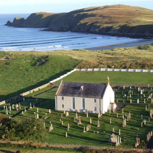 Areial View of Strathnaver Museum and the graveyard