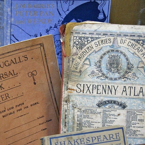 Three old books on display in the Castletown Heritage Centre
