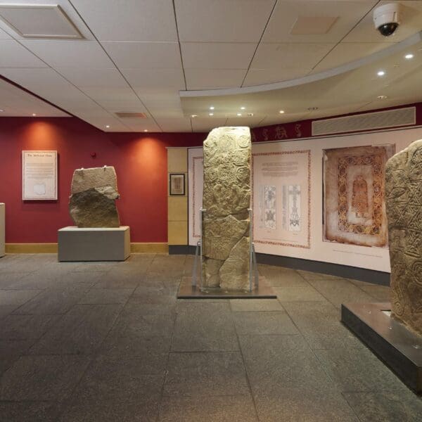 The celtic carved stones inside the museum