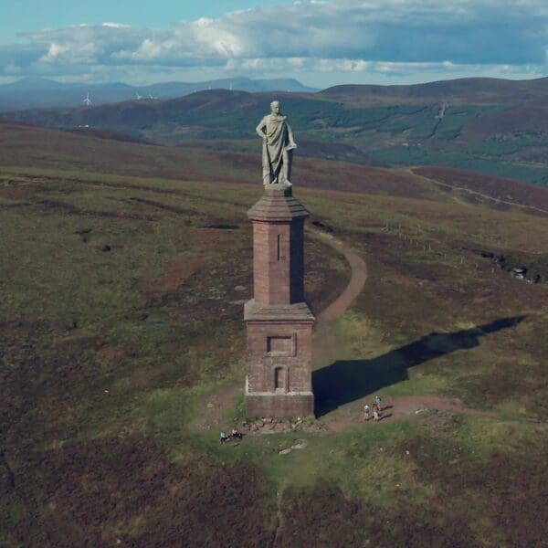 An aerial view of 'The Mannie' a stutue of the Duke of Sutherland, near Golspie, along the North Coast 500