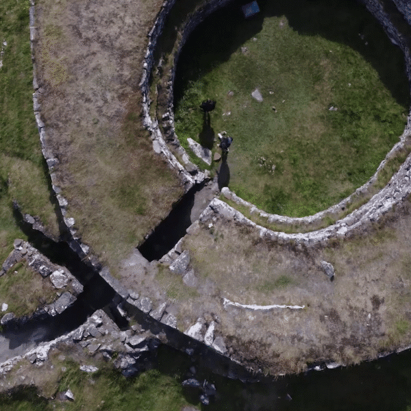 An aerial view of Carn Liath Broch