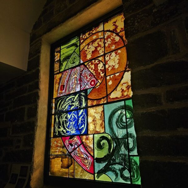 Stained glass window at the Dunbeath Heritage Museum, caithness.