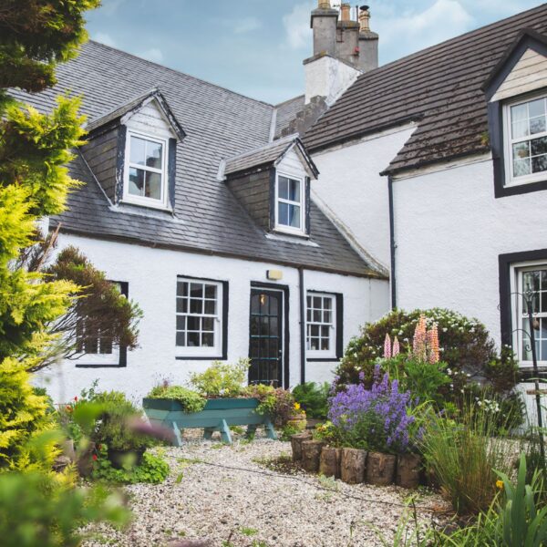 Garden in full bloom outside Eddrachilles Hotel, North West Sutherland