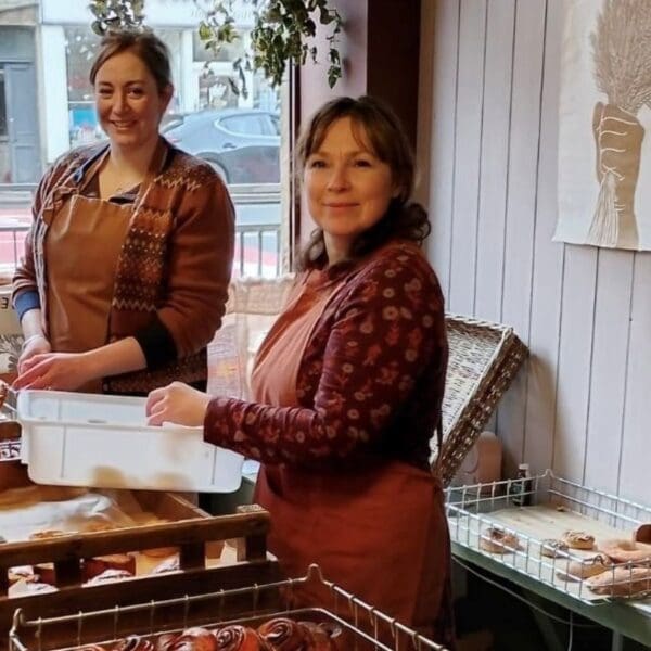 Loaf bakery counter with staff